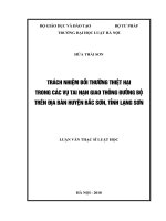 Trách nhiệm bồi thường thiệt hại trong các vụ tai nạn giao thông đường bộ trên địa bàn huyện bắc sơn, tỉnh lạng sơn  