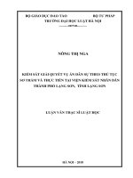 Kiểm sát giải quyết vụ án dân sự theo thủ tục sơ thẩm và thực tiễn tại viện kiểm sát nhân dân thành phố lạng sơn, tỉnh lạng sơn  