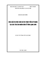 Hòa giải vụ việc dân sự và thực tiễn áp dụng tại các tòa án nhân dân ở tỉnh lạng sơn  