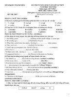 ĐỀ THI THỬ VÀO 10 MÔN TIẾNG ANH TỈNH THANH HÓA