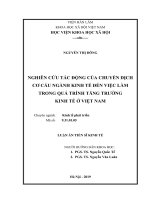 Nghiên cứu tác động của chuyển dịch cơ cấu ngành kinh tế đến việc làm trong quá trình tăng trưởng kinh tế ở việt nam
