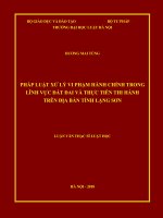 Pháp luật xử lý vi phạm hành chính trong lĩnh vực đất đai và thực tiễn thi hành trên địa bàn tỉnh lạng sơn  