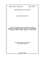 Công tác kiểm tra văn bản quy phạm pháp luật thuộc phạm vi quản lý nhà nước của bộ tư pháp   thực trạng và giải pháp  