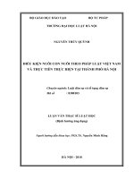 Điều kiện nuôi con nuôi theo pháp luật việt nam và thực tiễn thực hiện tại thành phố hà nội  
