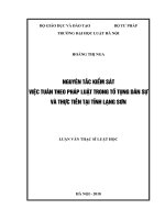 Nguyên tắc kiểm sát việc tuân theo pháp luật trong tố tụng dân sự và thực tiễn tại tỉnh lạng sơn  