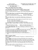 Đề KT HKI môn GDCD 7 có ma trận, đáp án; có trắc nghiệm và tự luận