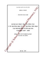 Đánh giá thực trạng công tác ý tế trường học ở các trường tiểu học tại thành phố tuyên quang năm học 2017  2018 