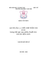 VAI TRÒ của các CHẤT CHỈ điểm TIM MẠCH TRONG hồi sức SAU PHẪU THUẬT TIM mở TIM bẩm SINH 