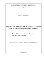 Tính ổn định của một số lớp hệ vi phân có trễ và ứng dụng trong các mô hình sinh thái tt tiếng anh 
