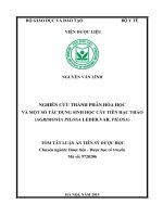 Nghiên cứu thành phần hóa học và một số tác dụng sinh học cây tiên hạc thảo (agrimonia pilosa ledeb var  pilosa)  tt 