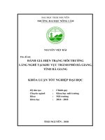 Đánh giá hiện trạng môi trường làng nghề tại khu vực thành phố Hà Giang, tỉnh Hà Giang (Khóa luận tốt nghiệp)