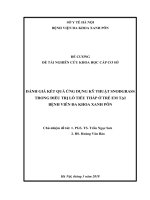 ĐÁNH GIÁ kết QUẢ ỨNG DỤNG kỹ THUẬT SNODGRASS TRONG điều TRỊ lỗ TIỂU THẤP ở TRẺ EM tại BỆNH VIÊN đa KHOA XANH pôn 