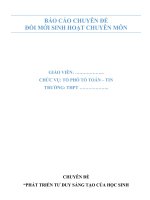 CHUYÊN ĐỀ “PHÁT TRIỂN TƯ DUY SÁNG TẠO CỦA HỌC SINH QUA VIỆC SÁNG TẠO BÀI TOÁN TỔ HỢP – XÁC SUẤT LIÊN QUAN ĐẾN ĐA GIÁC”