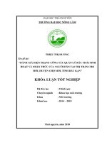 khóa luận tốt nghiệp đánh giá hiện trạng công tác quản lý rác thải sinh hoạt và nhận thức của người dân tại thị trấn chợ mới, huyện chợ mới, tỉnh bắc kạn 