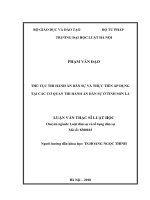 Thủ tục thi hành án dân sự và thực tiễn áp dụng tại các cơ quan thi hành án dân sự ở tỉnh sơn la  