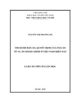 Thi hành bản án, quyết định của toà án về vụ án hành chính ở việt nam hiện nay