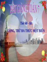 Bài giảng Đại số 7 chương 4 bài 8: Cộng, trừ đa thức một biến