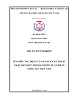 TÌM HIỂU tác ĐỘNG của rào cản kỹ THUẬT NHẬT bản đối với HOẠT ĐỘNG XUẤT KHẨU NÔNG sản VIỆT NAM 