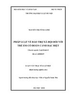 Pháp luật về bảo trợ xã hội đối với trẻ em có hoàn cảnh đặc biệt  