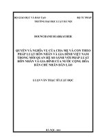 Quyền và nghĩa vụ của cha mẹ và con theo pháp luật hôn nhân và gia đình việt nam trong mối quan hệ so sánh với pháp luật hôn nhân và gia đình của nước cộng hòa dân chủ nhân dân lào 