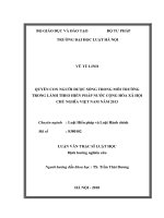 Quyền con người được sống trong môi trường trong lành theo hiến pháp nước cộng hòa xã hội chủ nghĩa việt nam năm 2013 