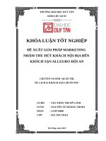 ĐỀ XUẤT GIẢI PHÁP MARKETING NHẰM THU hút KHÁCH nội địa đến KHÁCH sạn ALLEGRO hội AN 