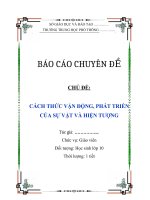 CHỦ  ĐỀ: CÁCH THỨC VẬN ĐỘNG, PHÁT TRIỂN CỦA SỰ VẬT VÀ HIỆN TƯỢNG.