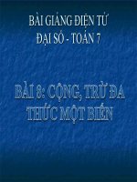 Bài giảng Đại số 7 chương 4 bài 8: Cộng, trừ đa thức một biến