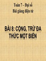 Bài giảng Đại số 7 chương 4 bài 8: Cộng, trừ đa thức một biến