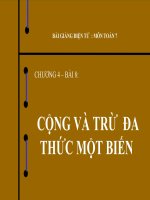 Bài giảng Đại số 7 chương 4 bài 8: Cộng, trừ đa thức một biến