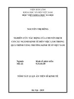 Nghiên cứu tác động của chuyển dịch cơ cấu ngành kinh tế đến việc làm trong quá trình tăng trưởng kinh tế ở việt nam tt 