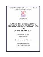 ĐÁNH GIÁ kết QUẢ của THUỐC INFLIXIMAB (REMICADE) TRONG điều TRỊ VIÊM KHỚP vảy nến 