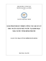Giải pháp hoàn thiện công tác quản lý thu ngân sách nhà nước tại kho bạc nhà nước tỉnh Bình Phước: luận văn thạc sĩ