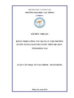 Hoàn thiện công tác quản lý chi thường xuyên ngân sách nhà nước trên địa bàn tỉnh Đồng Nai: luận văn thạc sĩ