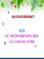 Bài giảng Hình học 7 chương 2 bài 8: Các trường hợp bằng nhau của tam giác vuông