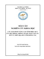 Các giải pháp nâng cao tính hiệu quả của hệ thống thông tin kế toán tại các DNVVN trên địa bàn tỉnh Đồng Nai: báo cáo nghiên cứu khoa học sinh viên