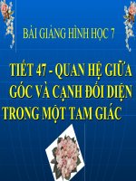 Bài giảng Hình học 7 chương 3 bài 1: Quan hệ giữa góc và cạnh đối diện trong một tam giác