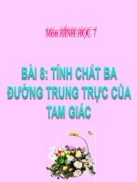 Bài giảng Hình học 7 chương 3 bài 8: Tính chất ba đường trung trực của tam giác