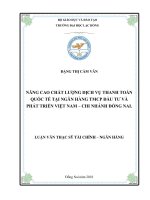 Nâng cao chất lượng dịch vụ thanh toán quốc tế tại Ngân hàng TMCP Đầu Tư và Phát Triển Việt Nam  Chi nhánh Đồng Nai