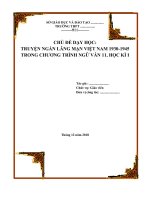 CHỦ ĐỀ:  TRUYỆN NGẮN  LÃNG MẠN VIỆT NAM  1930 – 1945 TRONG CHƯƠNG TRÌNH NGỮ VĂN 11