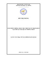 Giải pháp chống thất thu thuế xuất nhập khẩu tại chi cục hải quan Thống Nhất: luận văn thạc sĩ