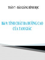 Bài giảng Hình học 7 chương 3 bài 9: Tính chất ba đường cao của tam giác