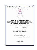 NHẬN xét đặc điểm CHẨN đoán và kết QUẢ điều TRỊ U cơ mỡ MẠCH của THẬN tại BỆNH VIỆN hữu NGHỊ VIỆT đức 