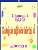 Bài giảng Đại số 7 chương 4 bài 2: Giá trị của một biểu thức đại số
