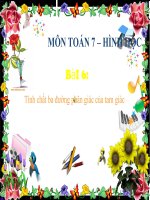 Bài giảng Hình học 7 chương 3 bài 6: Tính chất ba đường phân giác của tam giác