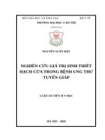 NGHIÊN cứu GIÁ TRỊ SINH THIẾT HẠCH cửa TRONG BỆNH UNG THƯ TUYẾN GIÁP 