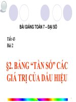 Bài giảng Đại số 7 chương 3 bài 2: Bảng tần số các giá trị của dấu hiệu