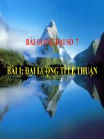 Bài giảng Đại số 7 chương 2 bài 1: Đại lượng tỉ lệ thuận