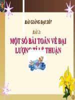 Bài giảng Đại số 7 chương 2 bài 2: Một số bài toán về đại lượng tỉ lệ thuận
