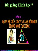 Bài giảng Hình học 7 chương 3 bài 1: Quan hệ giữa góc và cạnh đối diện trong một tam giác